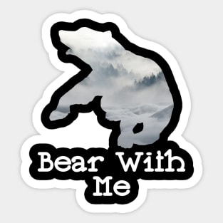 Bear With Me Fighting Bear With A Green White Forest Tree Fill Sticker